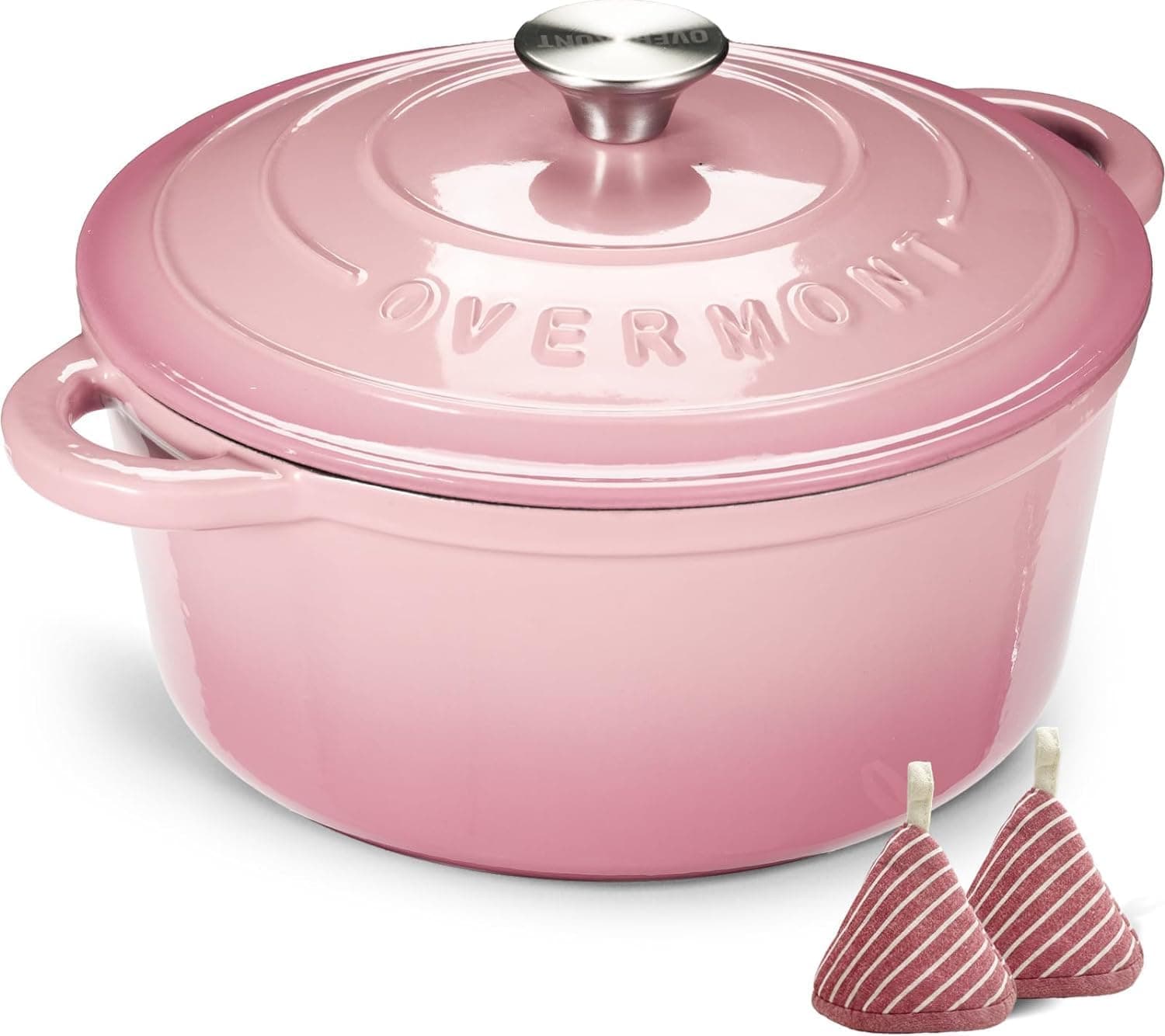 Pink Cast Iron Casserole Pot With Lid